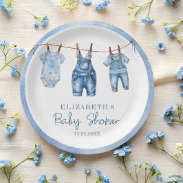 Plato De Papel Denim Blue Jean Baby Boy Baby Shower