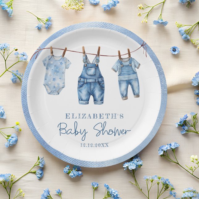 Plato De Papel Denim Blue Jean Baby Boy Baby Shower (Subido por el creador)