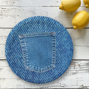 Plato De Papel Denim Jeans Pocket Western Country Wedding Fiesta
