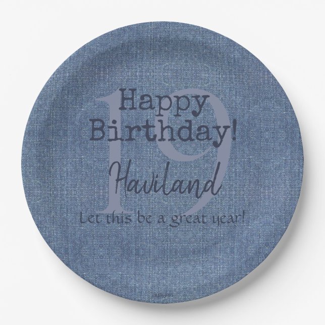 Plato De Papel Denim Look Personalizable Paper Plate HAMbyWG (Anverso)