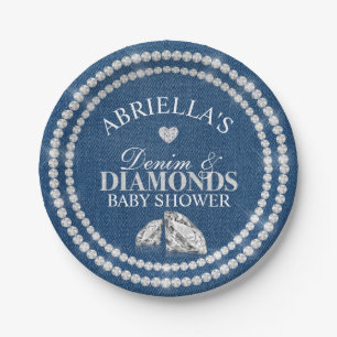 Plato De Papel Denim y Diamantes
