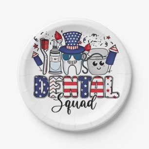 Plato De Papel Dental Squad Cute Dentista Higienista 4 de Julio