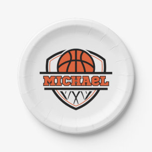 Plato De Papel Deportes de baloncesto negro Naranja de Guay