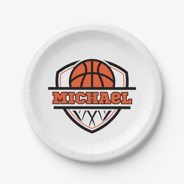 Plato De Papel Deportes de baloncesto negro Naranja de Guay (Anverso)