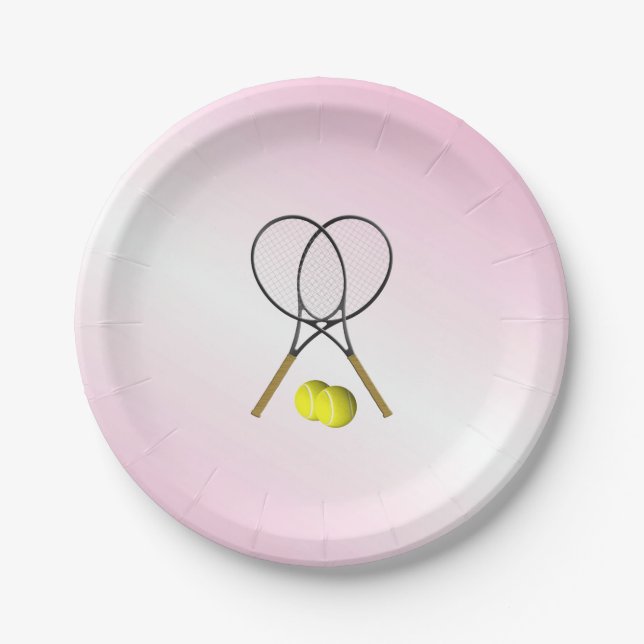 Plato De Papel Deportes de tenis rosado (Anverso)