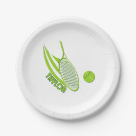 Plato De Papel Deportes personalizados con nombre Tenis