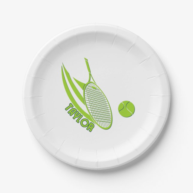 Plato De Papel Deportes personalizados con nombre Tenis (Anverso)
