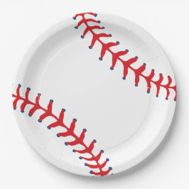 Plato De Papel Deportiva-Béisbol Clásica Roja y Blanca con Tema D