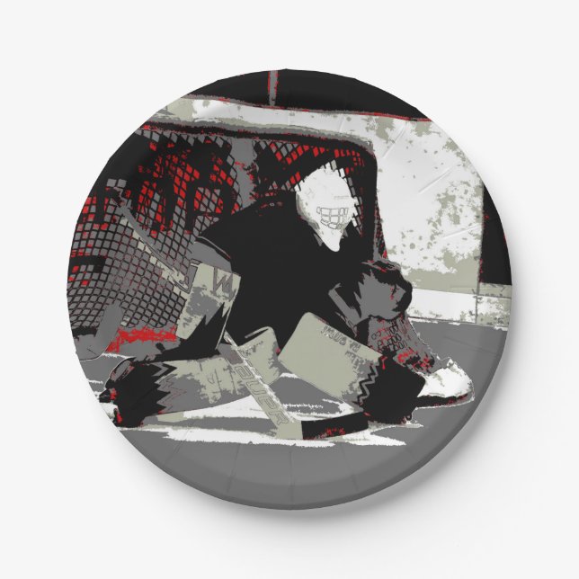 Plato De Papel Depósito de gol - Jugador de hockey sobre hielo (Anverso)