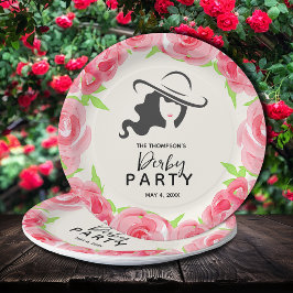 Plato De Papel Derby Fiesta Gran Gorra y Rosas