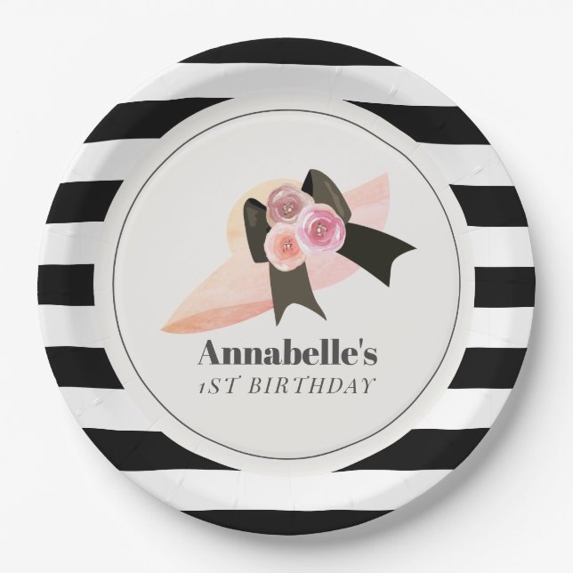 Plato De Papel Derby Style Gran Rosa Gorra Rosa (Anverso)