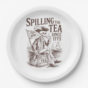 Plato De Papel Derramamiento Del Té Desde 1773 Patriótico Estadou
