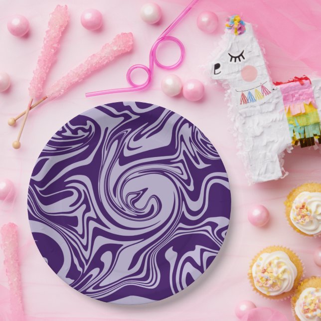 Plato De Papel Derrame - Púrpura (Fiesta)