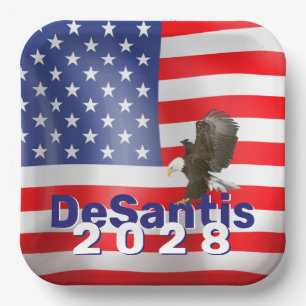 Plato De Papel DeSantis 2028 con águila calva