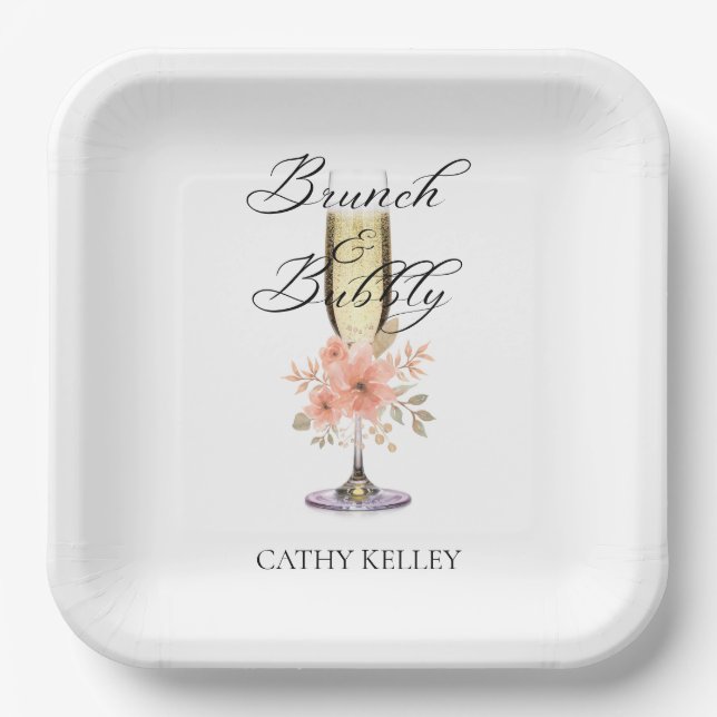 Plato De Papel Desayuno Bridal Shower 9" Cuadrado  (Anverso)