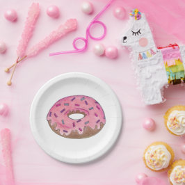 Plato De Papel Desayuno brunch de donut rosado de Doughnut rokles
