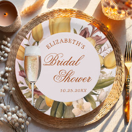 Plato De Papel Desayuno Brunch Floral Y Espumoso Shower Nupcial