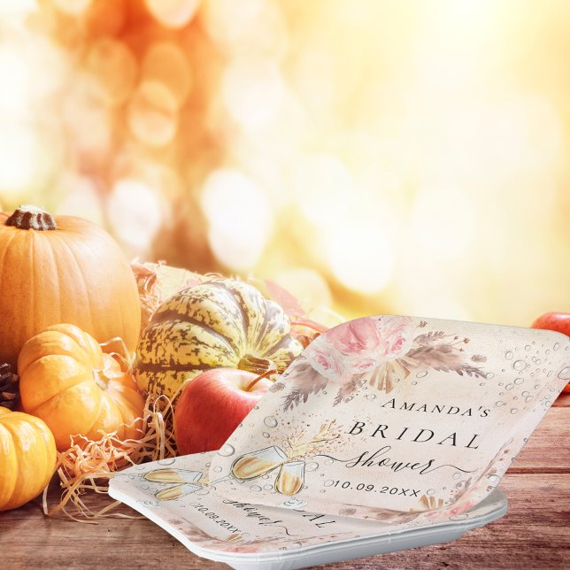 Plato De Papel Desayuno de novia hierba de pampas dorado rosa bur (Subido por el creador)