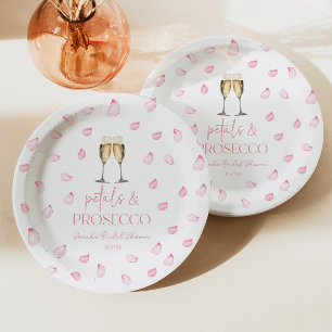 Plato De Papel Desayuno Nupcial con Pétalos y Prosecco Champán