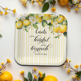 Plato De Papel Desayuno Nupcial Mediterráneo de Rama de Limón Ver