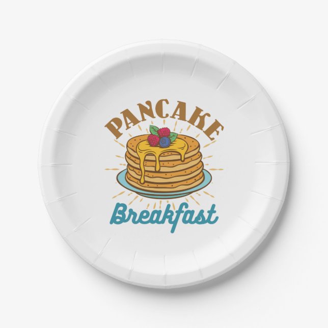 Plato De Papel Desayuno Pancake Vintage Pancakes Lover (Anverso)