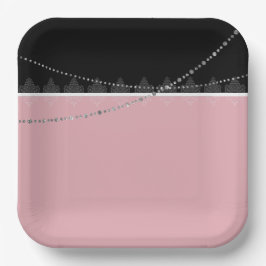 Plato De Papel Desayuno y Brunch rosa y negro