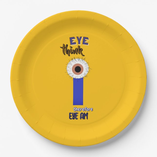 Plato De Papel Descartes Pensadores Inteligentes Ojo (Anverso)
