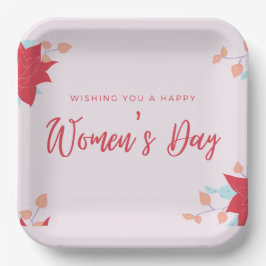 Plato De Papel Deseando el rosa del día de la mujer feliz