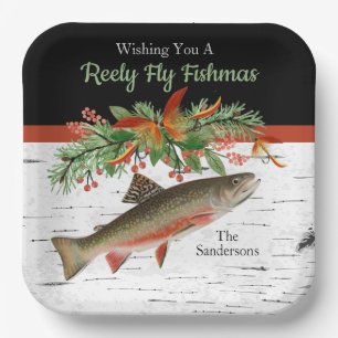 Plato De Papel Deseándote una verdadera pescadería, Navidades de