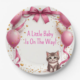 Plato De Papel Deseos de Baby Shower de Gatito 🍼