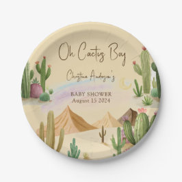 Plato De Papel Desert Oh Cactus Boy Boho Arch Baby Shower