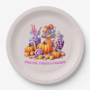 Plato De Papel Desfile de pasteles - Vela y calabaza
