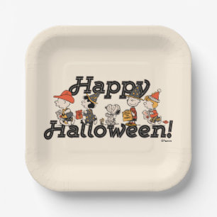Plato De Papel Desfile Feliz Halloween de la Pandilla de Peanuts