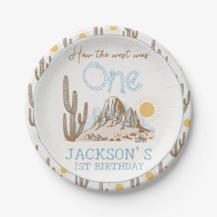 Plato De Papel Desierto Vintage Wild West Primer cumpleaños