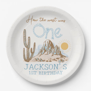 Plato De Papel Desierto Vintage Wild West Primer cumpleaños