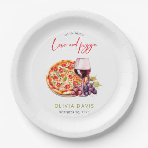 Plato De Papel Despedida de soltera Amor y Pizza