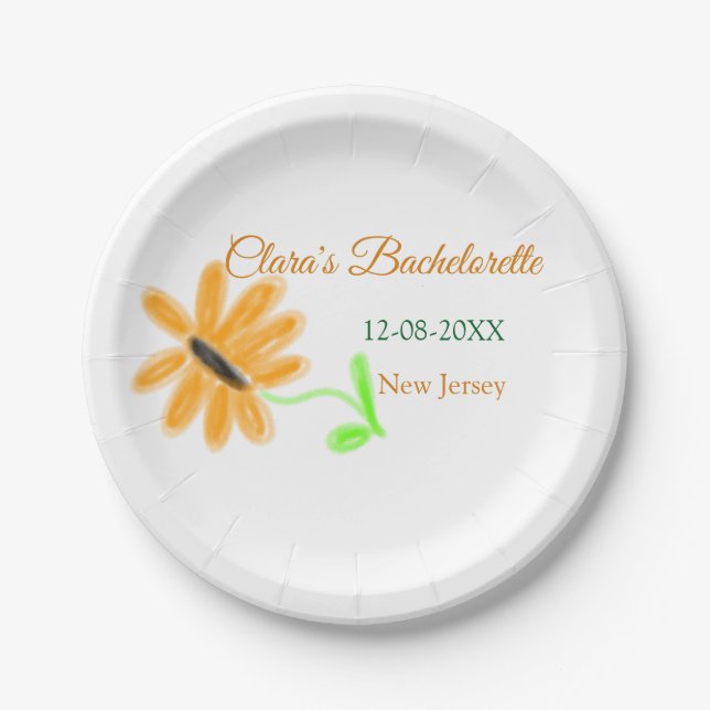 Plato De Papel Despedida de soltera añadir nombre fecha lugar gir (Anverso)