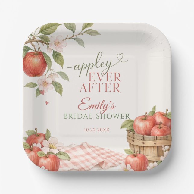 Plato De Papel Despedida de soltera Appley EVER AFTER  (Anverso)