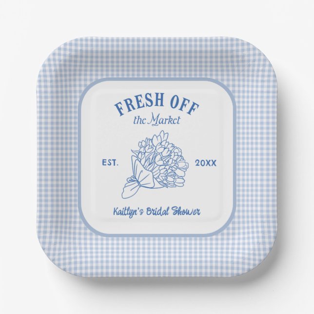 Plato De Papel Despedida de Soltera Blue Fresh Off The Market (Anverso)