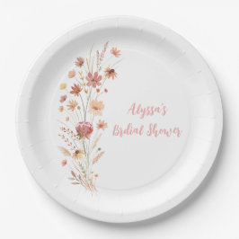 Plato De Papel Despedida de soltera Boho Terracotta Flor silvestr