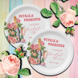 Plato De Papel Despedida de soltera Botella de Petalos y Prosecco