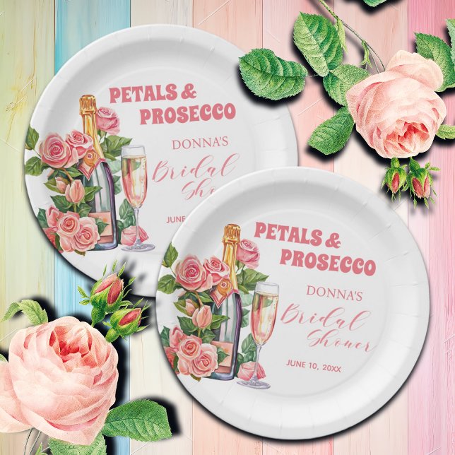 Plato De Papel Despedida de soltera Botella de Petalos y Prosecco (Subido por el creador)
