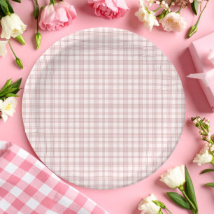 Plato De Papel Despedida de soltera campestre de cuadros rosados