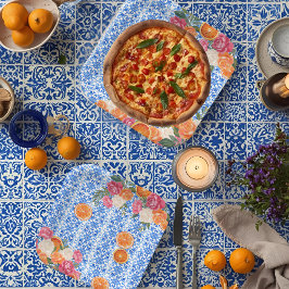 Plato De Papel Despedida de soltera con baldosas azules mediterrá