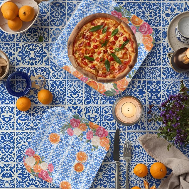 Plato De Papel Despedida de soltera con baldosas azules mediterrá (Subido por el creador)