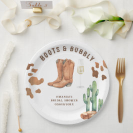 Plato De Papel Despedida de soltera con botas occidentales y burb