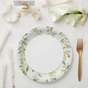 Plato De Papel Despedida de soltera con enredaderas de limón amar