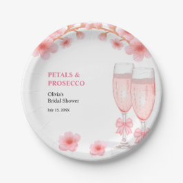 Plato De Papel Despedida de soltera con flores de lazo rosa y Pro