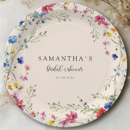 Plato De Papel Despedida de soltera con flores silvestres moderna