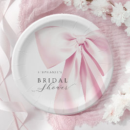 Plato De Papel Despedida de soltera con lazo rosa